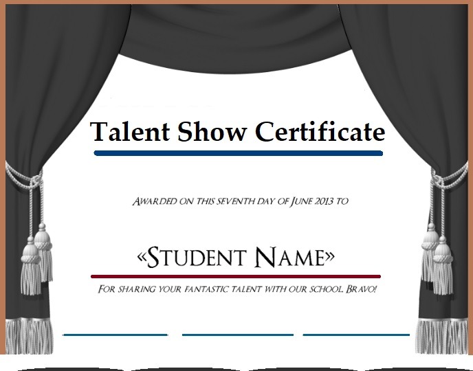 Talent Show Certificate Templates 13 Free Certificate Templates In